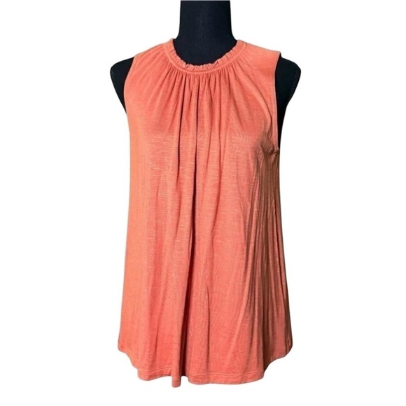 Simply Vera Vera Wang Tops - SIMPLY VERA VERA WANG women’s orange high ruffle neck sleeveless blouse